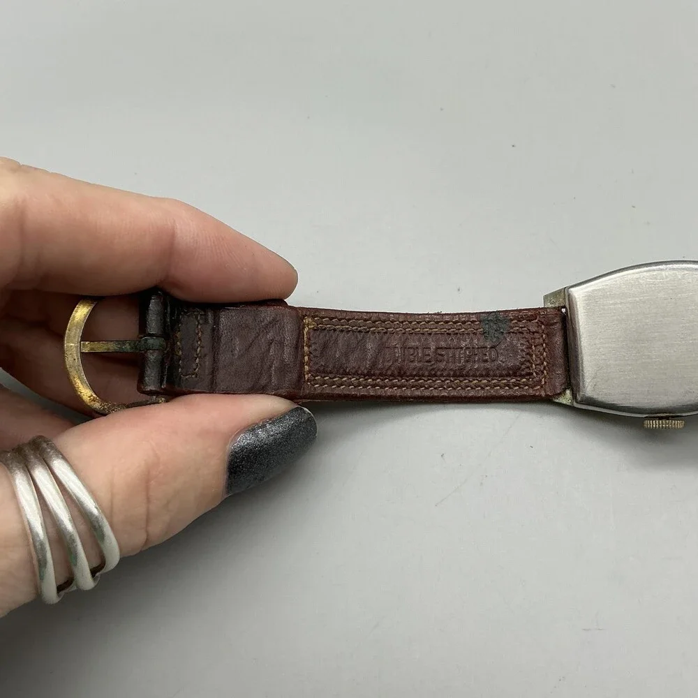 Vintage Westfield Mens Watch 23mm Cream Dial Brown Leather Manual Wind For Parts
